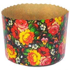 Форма для кулича "Роспись" D110 H85 10 шт P110/85 COL1R/(FLOWER),  PA11085COL1RN