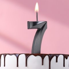 Свеча декоративная Цифра "7" Грань Чёрная 5572751